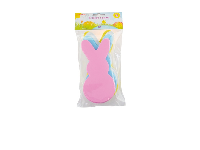 Naklejki z pianki Króliczek 7,5x15,5cm (12szt) 4 kolory PVE07 Brewis